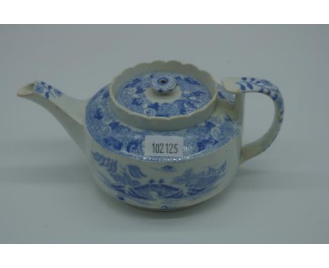 Spode 'Willow' pattern small teapot printed SPODE mark to base. (As inspected: small chip to inside of lid). H6cms approx.