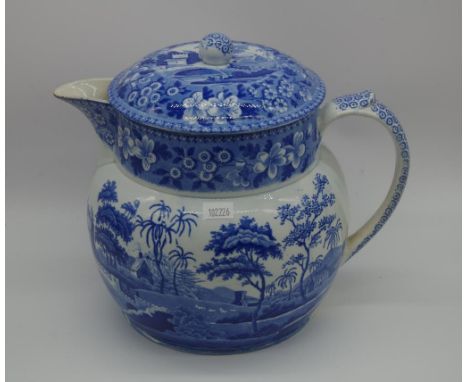 Large Spode 'Tower' pattern large lidded jug Printed SPODE mark to base. (As inspected: rim chip to lid and slight wear to gl