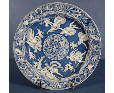 Spode 'Love Chase' pattern plate 'The Love Chase' Greek pattern, handwritten label verso indicates: "Unmarked but authenticat