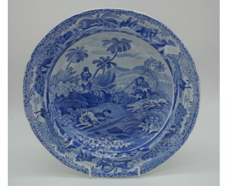 Spode 'Indian Sporting Scenes' soup plate 'Chase after a Wolf', impressed SPODE mark and printed pattern name, 24.5cm diamete