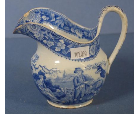 Spode 'Woodman' pattern cream jug (As inspected; rim chips to spout and base.) H10cms approx.