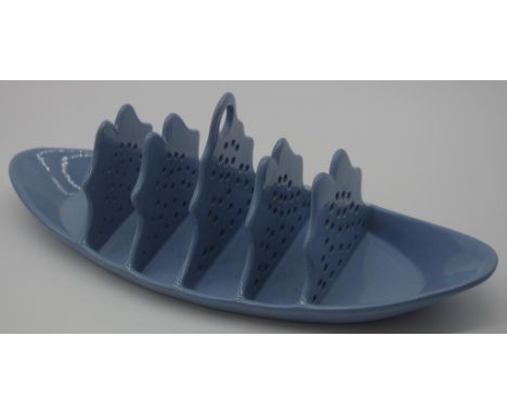 Spode blue glazed toast rack with impressed mark to base, W24cm approx. Early 19th century