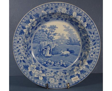 Spode 'Milkmaid' pattern transfer printed bowl Impressed SPODE mark to base, D25cms approx.