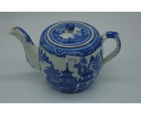 Spode 'Queen Charlotte' pattern pearlware teapot David Drakard collection label to base. H10cms approx. (See illustration S14