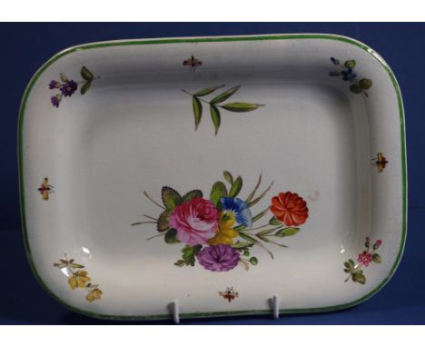 Spode creamware oblong dish hand painted with floral sprays, pattern 1760, impressed SPODE mark to base, W27cm approx