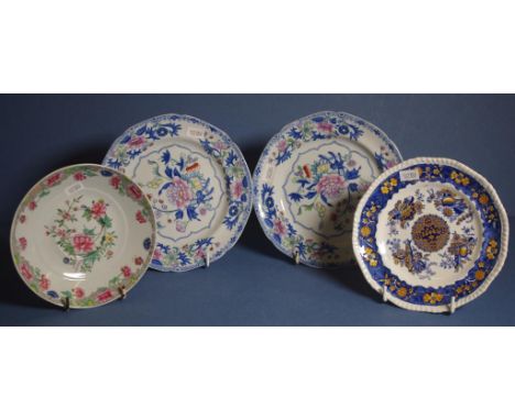Four various Spode floral decorated side plates including impressed mark and Worlock collection label to base; impressed and 