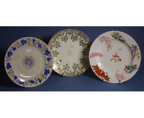 Three various antique Spode side plates Including leaf and blossom decorated, impressed mark, design #2675 and Worlock collec