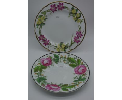 Two various Spode handpainted floral plates including plate titled verso "Blush Triconema- Ruscus leav'd Liparia"; with handp