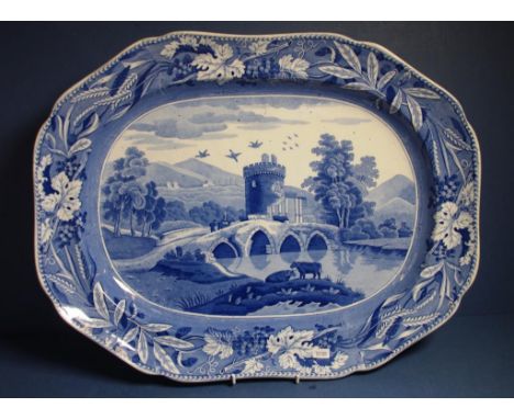 Spode transfer printed 'Tower' pattern platter Impressed SPODE mark to base. L52cms approx. Early 19th century.