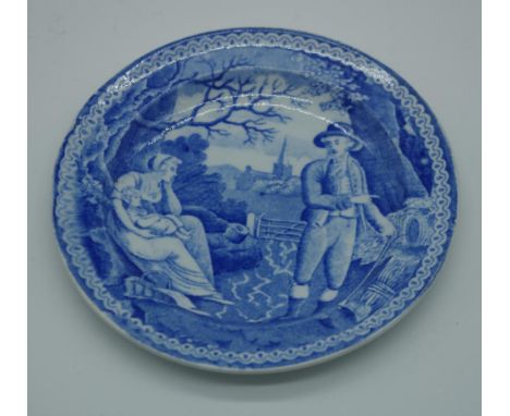 Spode 'Woodman' pattern toy (miniature) plate 10cm diameter approx. Impressed SPODE mark, ,ex Butcher Collection.