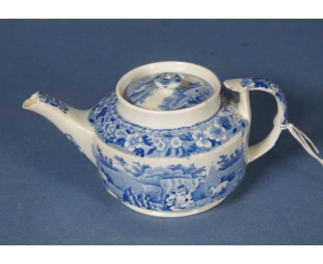 Spode 'Milkmaid' pattern bachelor teapot some glaze loss & small chips