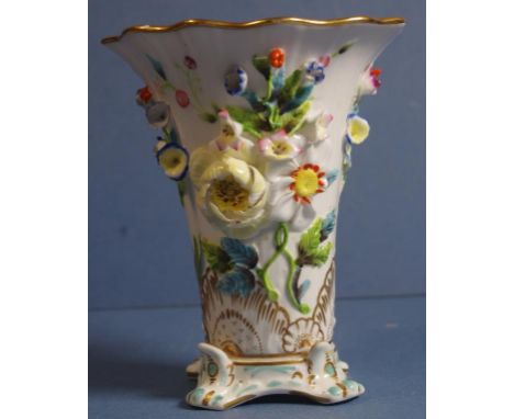 Spode applied floral vase Hand painted Spode mark to base, together with design # 4649. (As inspected: vase restored and vari