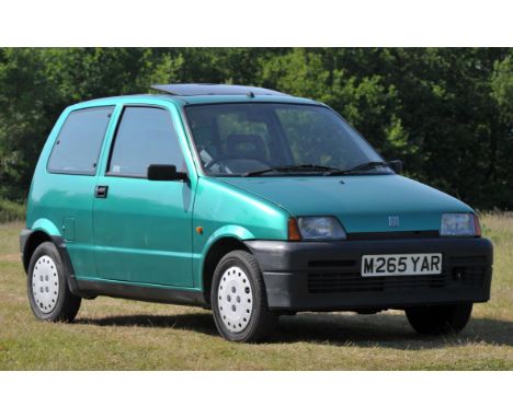 1995 Fiat Cinquecento SX with sunroof. Registration number: M265 YAR. Metallic green. 899cc 4 cylinder, overhead valve, fuel 