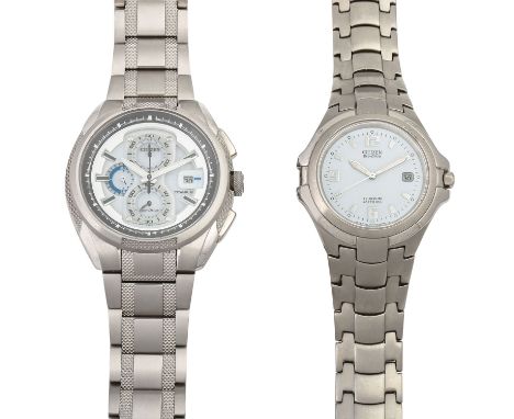 KONVOLUT 2x Citizen Eco Drive Herrenuhr. Titan. Quarz-Werk. Unterschiedliche Ausführungen. Gebrauchsspuren an Band und Gehäus