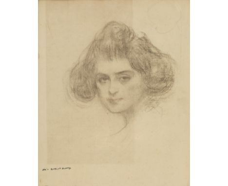 RAMÓN CASAS CARBÓ (Barcelona, 1866 - 1932)."Julia".Pencil drawing on paper.With testamentary signature in the lower left-hand