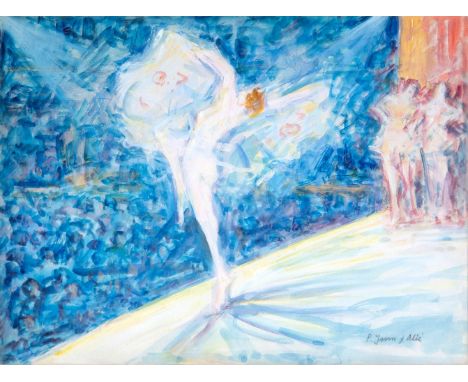 PERE YSERN ALIÉ (Barcelona, 1875 - 1946)."Ballerina".Watercolour on paper.Signed in the lower right-hand margin.Size: 25 x 34