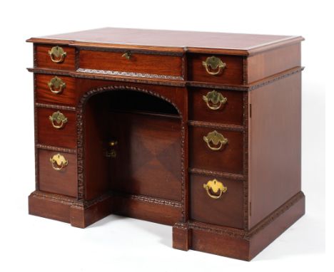 A Limited Edition mahogany 'No 10 Downing Street, London' George II style kneehole desk. Made in 1978 by John L Corlyon Furni