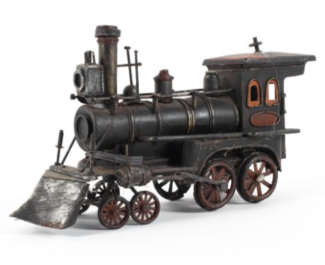 A tin plate model of an American 19th century steam engine.
