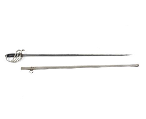 An officer's sword with pierced guard and original scabbard. L100cm 