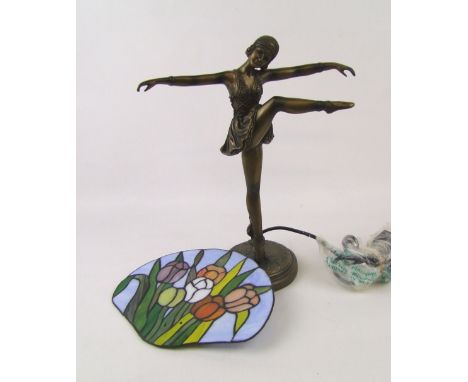 Boxed Widdop &amp; Bingham  Ballerina Bronzed lamp: with shade, figure height 37cm 