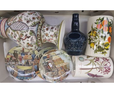 A mixed ceramics collection to include: 2 x Portmerion kitchen utensil holders, large Staffordshire vase decorated in a Conti