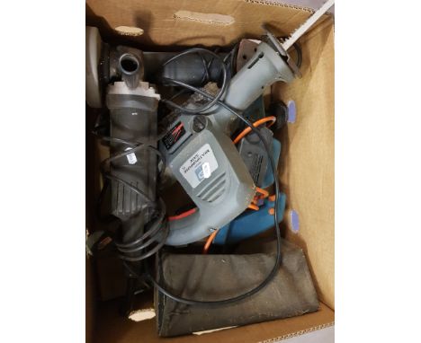 Mixed power tools: Black &amp; Decker planer, detail sander, Performance multi purpose saw &amp; Black &amp; Decker angle gri