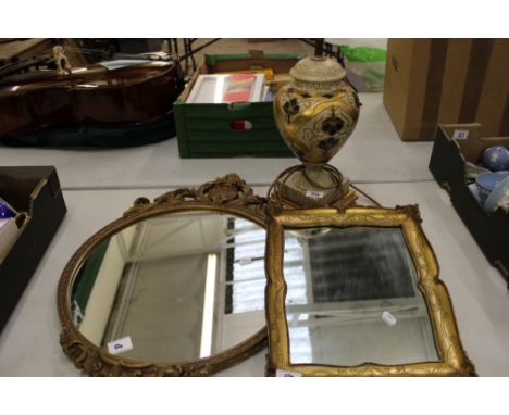 A vintage French Empire style wall mirror: together with an Atsonea vintage wall mirror and a classically styled lamp base (3