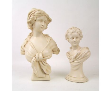 Artform Classically Modeled Busts: together with similar smaller item, height of tallest 29cm(2) 