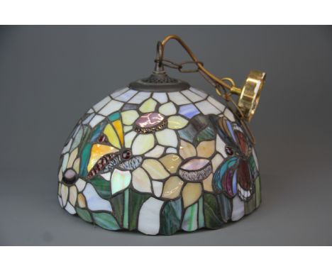 A Tiffany style glass ceiling light shade, Dia. 31cm. H. 22cm.