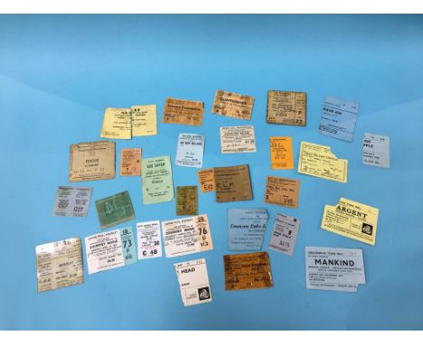 A collection of concert ticket stubs, including Focus, ELP, The Tubes etc.
