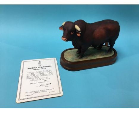 A Royal Worcester model of a 'Santa Gertrudis Bull' modelled by Doris Lindner, numbered 497/500 with certificate