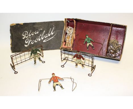 Toys and Juvenalia - an Edwardian Chad Valley blow football, with tinplate goal keepers