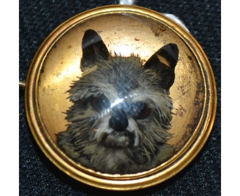 An Essex crystal style brooch, portrait of a terrier dog 
