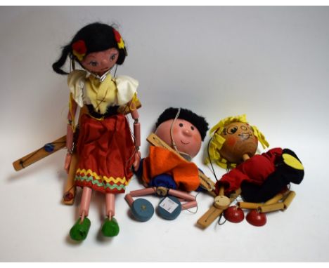 Pellham Puppets - Jumpettes Florence, white collar, blue blouse, orange skirt; another, Girl, red blouse, black skirt, yellow