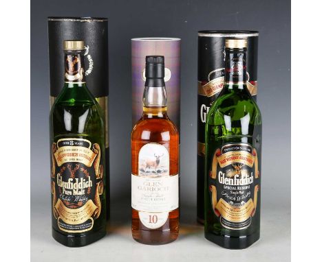 Glen Garioch Highland Single Malt Scotch Whisky, Aged 10 Years, with tube (1), Glenfiddich Pure Malt Scotch Whisky, Over 8 Ye