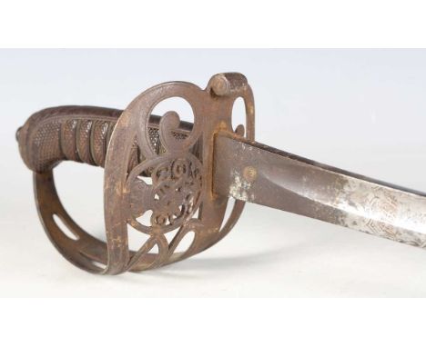 A Victorian 1845 pattern officer's sword by Henry Wilkinson, Pall Mall, London, with single-edged fullered blade, blade lengt