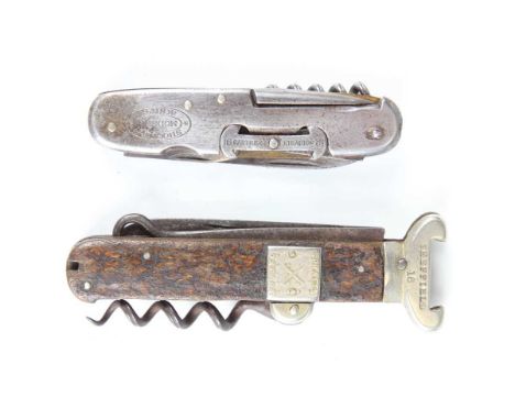 A late Victorian Spratt's Patent combination shooting knife and cartridge extractor tool with nickel mounts, one side of the 