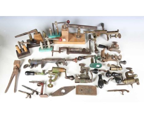 A collection of various late 19th and early 20th century cartridge loading tools (mostly distressed, parts lacking, repairs),