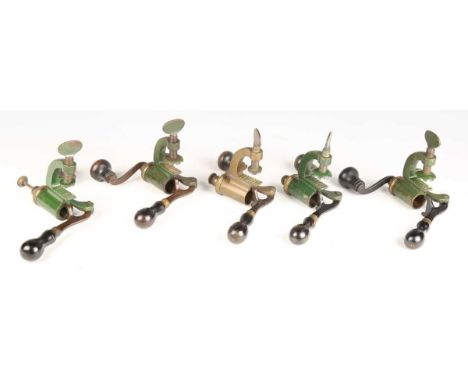 A group of five late 19th century roll turnover combination cartridge reloading tools by Lightwood &amp; Son, Birmingham, the