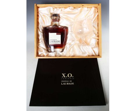 Château de Laubade Bas Armagnac X.O., within presentation case with glass (1).