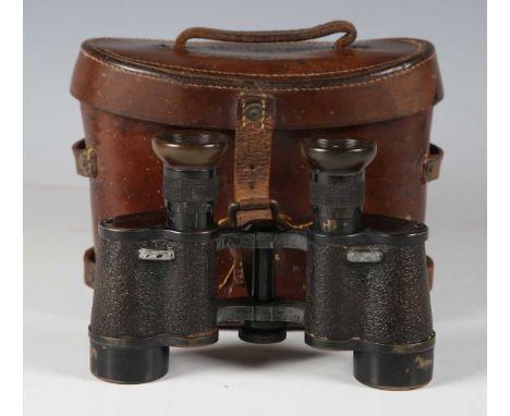 A pair of First World War period binoculars by Ross London, Mill Hill, detailed 'Binocular, Prismatic, No 3 (Mark II), Magnif