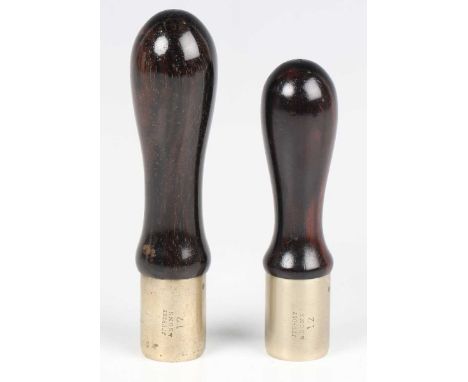 Two late 19th century hand roll turnover tools by James Purdey &amp; Sons, both 12-bore, with nickel finish collars and finel