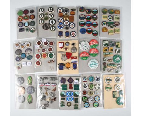 A collection of mainly mid to late 20th century shooting and rural related enamelled and other badges, including a group of v