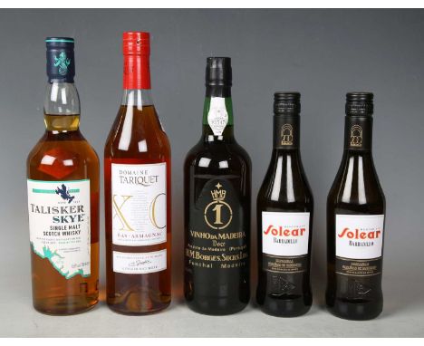 Talisker Skye Single Malt Scotch Whisky (1), Domaine Tariquet Bas-Armagnac X.O. (1), Vinho da Madeira (1), Solear Barbadilla 