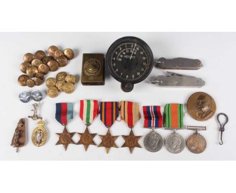 Seven Second World War awards, comprising 1939-45 Star, Africa Star, Burma Star, Italy Star, two Defence Medals and War Medal