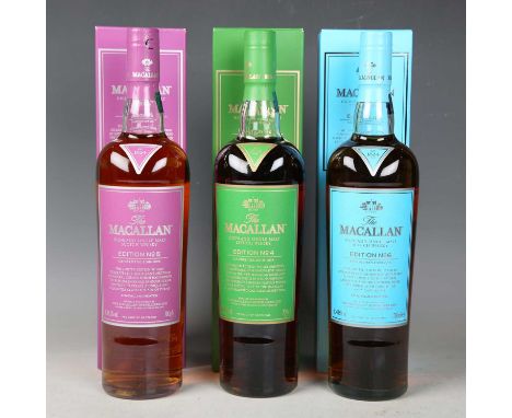The Macallan Edition No. 4, No. 5 and No. 6 Highland Single Malt Scotch Whisky, all boxed (3).