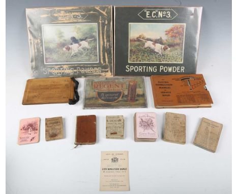 A small collection of early 20th century shooting related advertising material and novelties, including two Robert Churchill 
