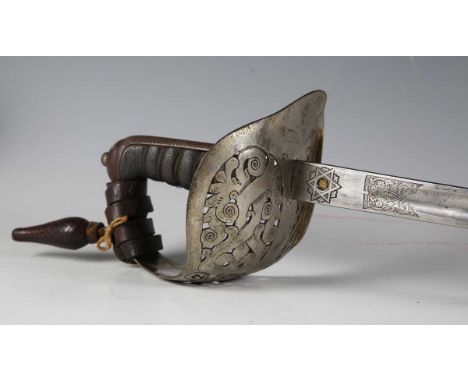 A George V 1897 pattern officer's dress sword by Ranken &amp; Co, Calcutta &amp; London, with straight dumbbell-section blade