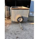 2 wheel galvanised car trailer, drop back door, with spare wheel. Stored near Ringsfield, Beccles.