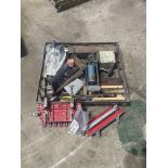 Qty of Woodworking tools, chisels, Antique planer, wire brush, square, footpump etc.